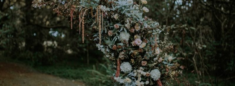 Wedding flowers venue decoration in nature