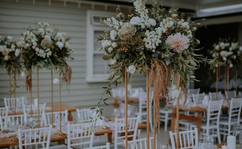 Wedding photography of seating arrangements and flowers