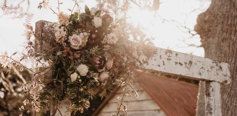 Wedding flowers for venue decoration rustic look
